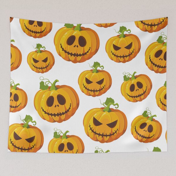 Item preview, Halloween Orange Pumpkin Smiling Faces designed and sold by fredgarden8.
