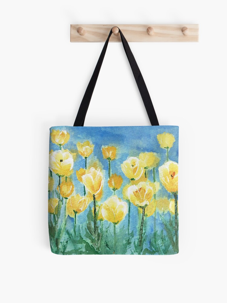 Bolsa de tela «Jardín de tulipanes amarillo soleado brillante» de  Smalltownart | Redbubble