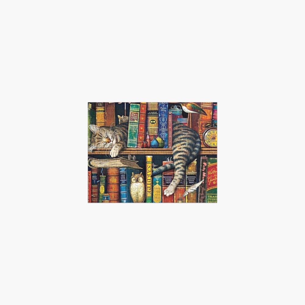 Bookshelf Cat, Library cats Jigsaw Puzzle