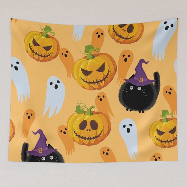 Item preview, Halloween Pumpkin Smiling Faces and Ghosts designed and sold by fredgarden8.