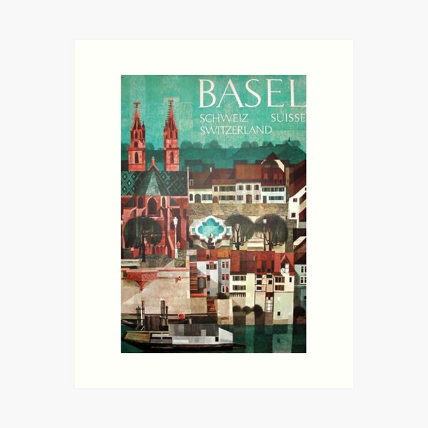 Item preview, Basel retro poster designed and sold by CorasPosters.