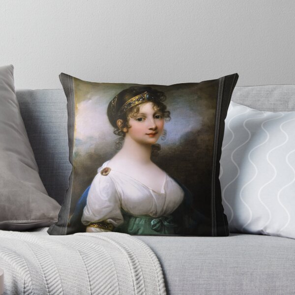 Portrait of Louise of Mecklenburg-Strelitz, Queen of Prussia by Josef Grassi Classical Fine Art Old Masters Reproduction Throw Pillow
