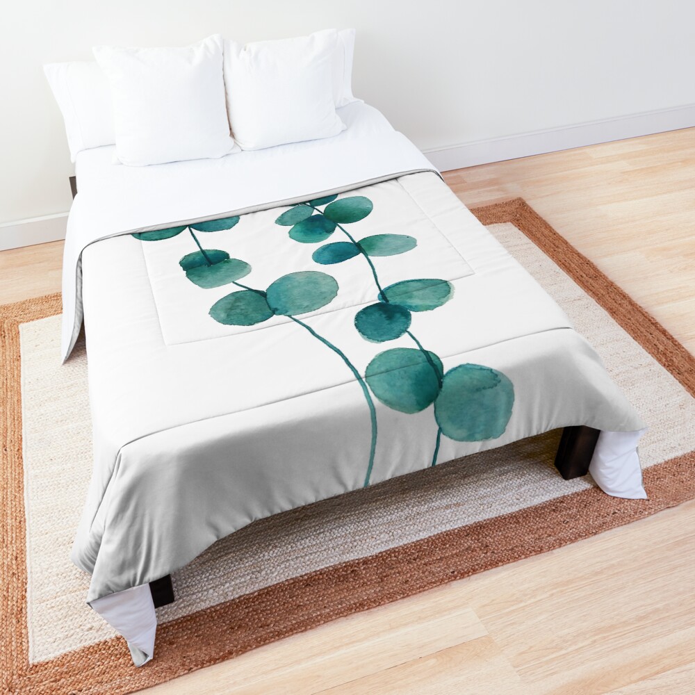 "eucalyptus leaf watercolor " Comforter by ColorandColor Redbubble