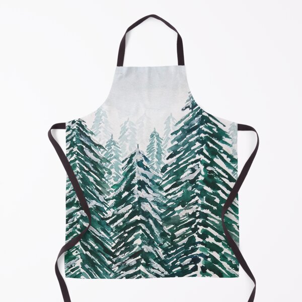 Item preview, hand painted snowy pine forest green designed and sold by ColorandColor.