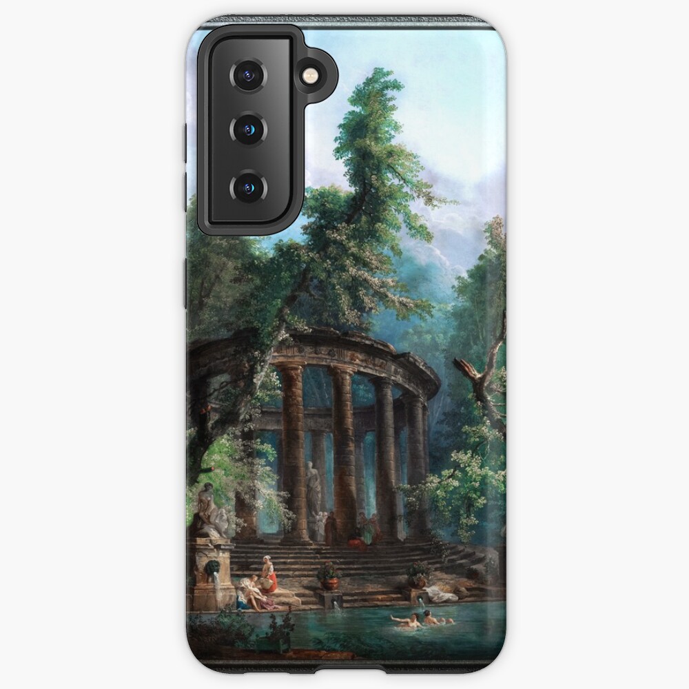The Bathing Pool by Hubert Robert - Ancient Ruins - A Dreamy Delight 3 The Bathing Pool by Hubert Robert v3 Old Masters Classical Art Reproduction Samsung Galaxy Phone Case