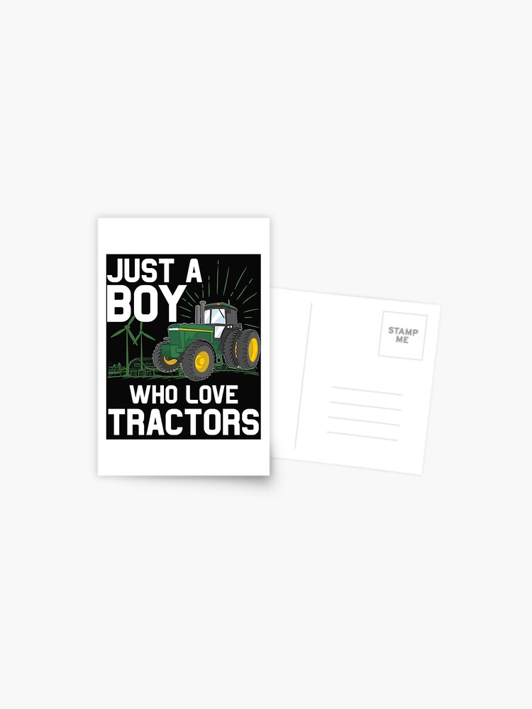Carte Postale Juste Un Garcon Qui Aime Les Tracteurs Imprimer Graphique De Fermier Jouet Cadeau Agricole Par Maninpos23 Redbubble
