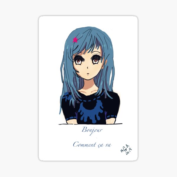 Bonjour Anime Girl Sticker