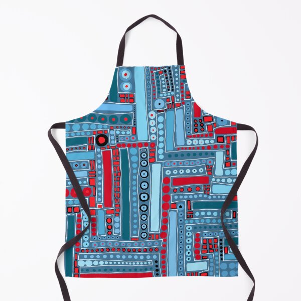 Item preview, Wacky Maze - Aqua, Robin's Egg Blue, Turquoise, Crimson, and Red designed and sold by Clare Wuellner.