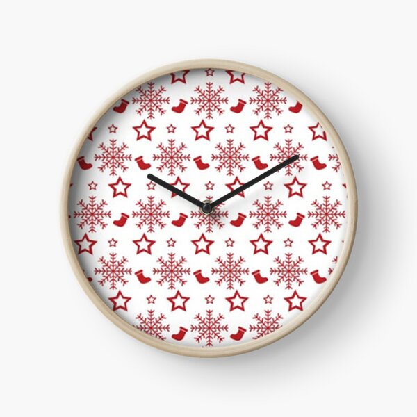 Christmas Stocking and Snow Flake Pattern Clock