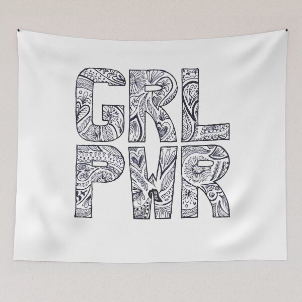 Item preview, Floral girlpower text in blue ink  designed and sold by InkLove.