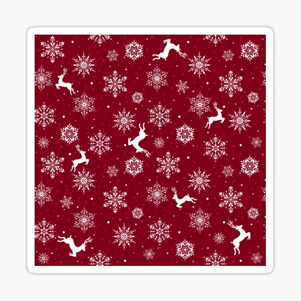 Christmas Reindeers Snowflakes Red Sticker