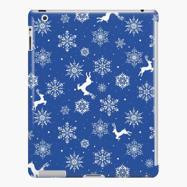 Christmas Reindeers Snowflakes Blue iPad Snap Case