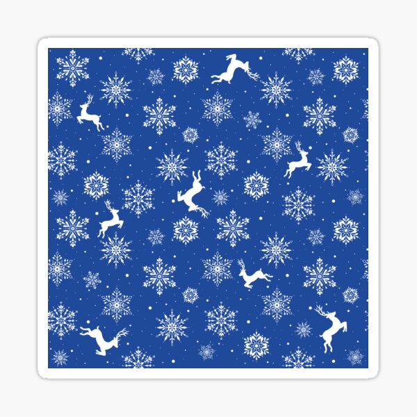 Christmas Reindeers Snowflakes Blue Sticker