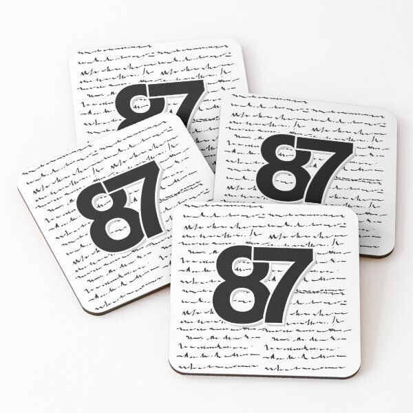 Item preview, 87 number with abstract handwritten script in background designed and sold by Kvyom.