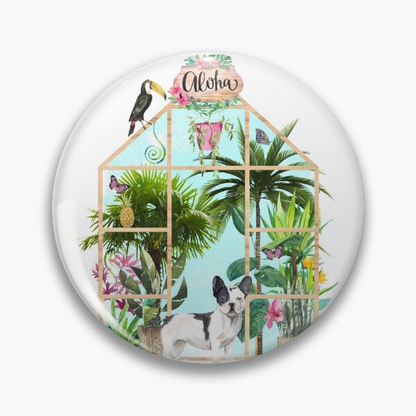 Item preview, Tropical Summerhouse - Black and White French Bulldog designed and sold by Amanda-Lakey.