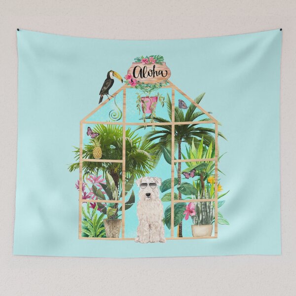 Item preview, Tropical Summerhouse - Soft Coated Wheaten Terrier designed and sold by Amanda-Lakey.