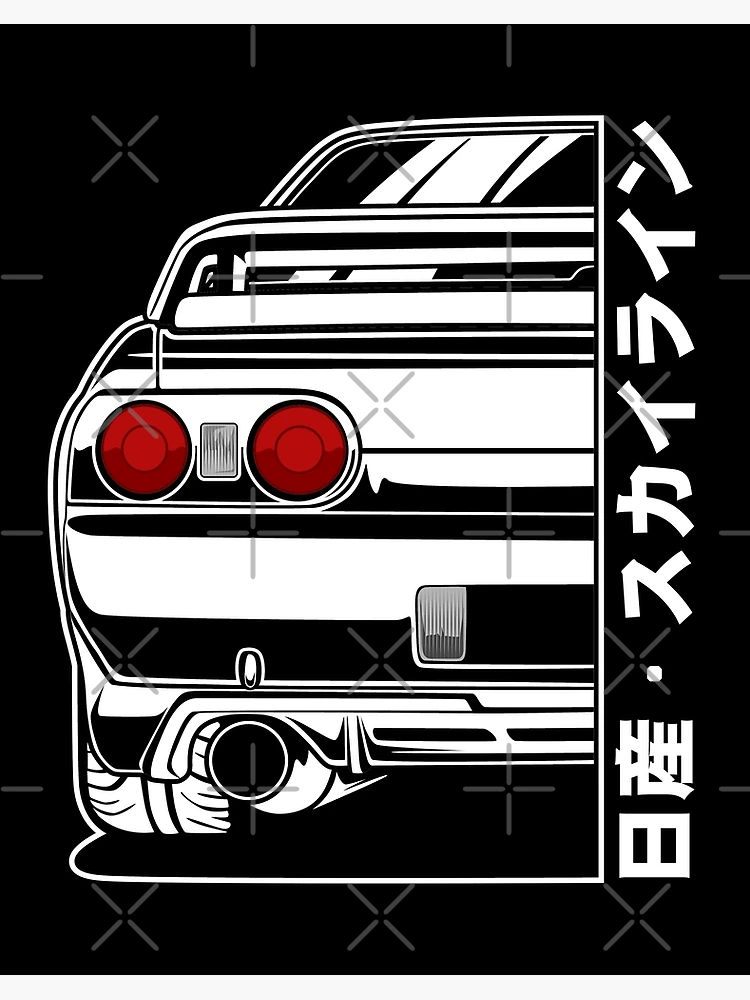 Skyline GT-R Sport Car Illustration Blackout Curtain by mhld automotive