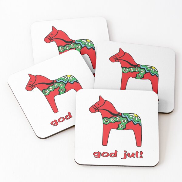 Item preview, God Jul Traditional Dala Horse Swedish Christmas Folk Art designed and sold by ElJimmo.