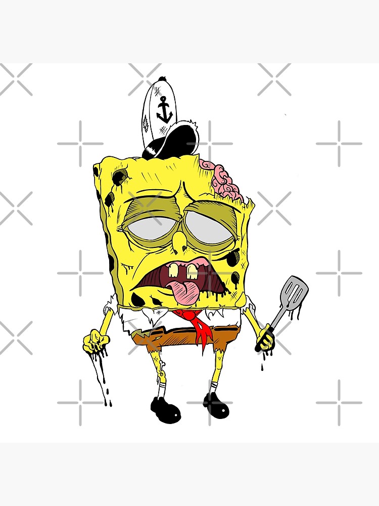 Zombie Spongebob Metal Prints Redbubble - roblox slender man in bikini bottom