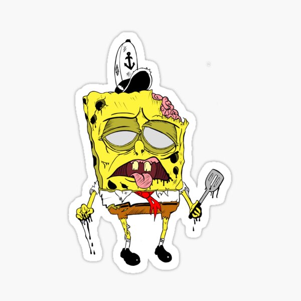 Spongebob Zombie Stickers Redbubble - spongebob tux roblox
