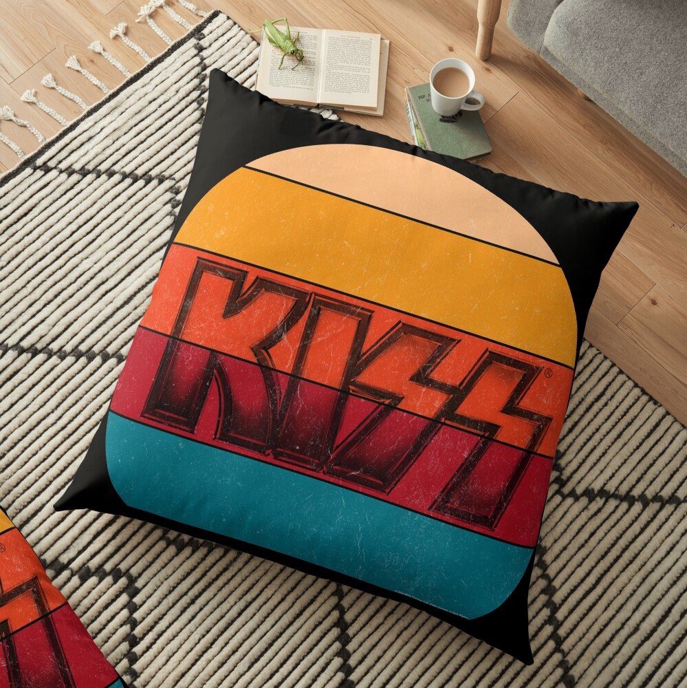 Kiss Band Vintage Sunset Logo Floor Pillow