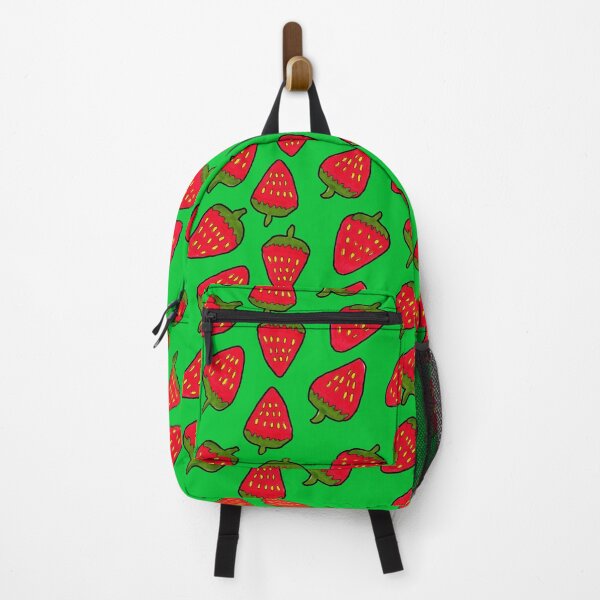 Item preview, Strawberry Fruit Pattern on Green Background designed and sold by Harriet Linton.