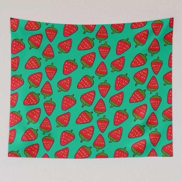 Item preview, Strawberry Fruit Pattern on Mint Green designed and sold by Harriet Linton.