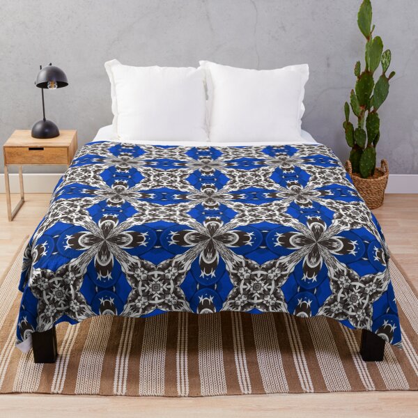 Item preview, Royal Blue Grey and White Repeat Tile Pattern designed and sold by taiche.