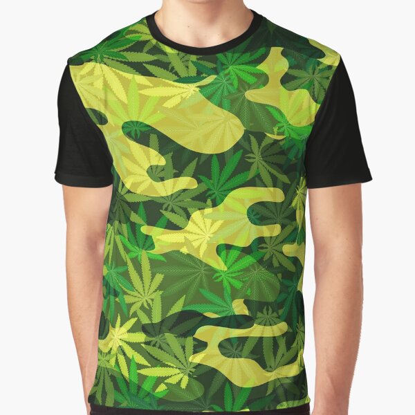 Marijuana Camouflage Distressed Camo Weed Cannabis Adult Beige Tshirt Tee