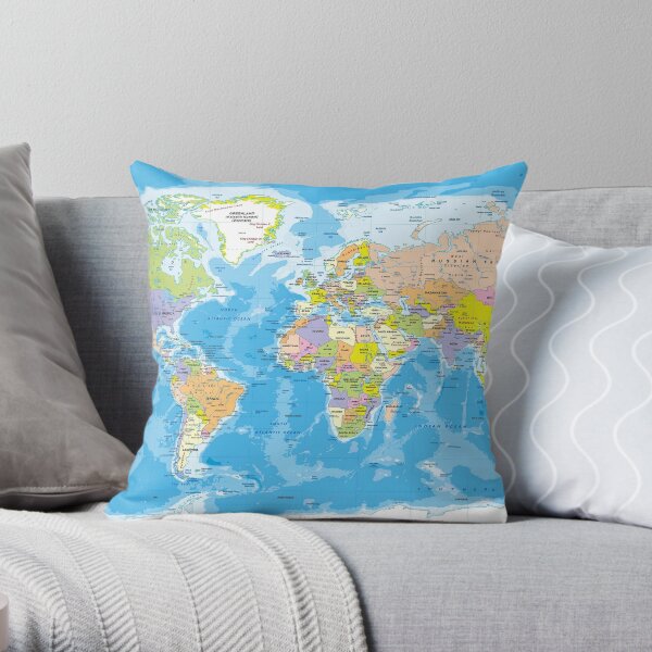 World Map Throw Pillow