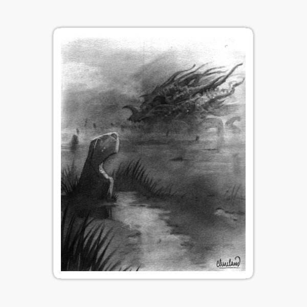 Cthulhuween Day 18 - Dagon Moor by Caleb Cleveland Sticker