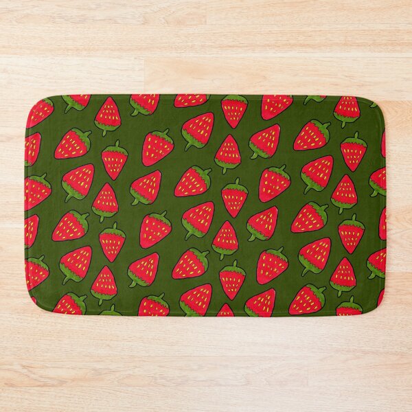 Item preview, Strawberry Fruit Pattern on Dark Green Background designed and sold by Harriet Linton.