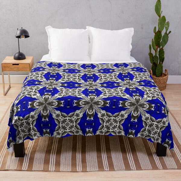 Item preview, Sapphire Blue Grey and White Repeat Tile Pattern designed and sold by taiche.