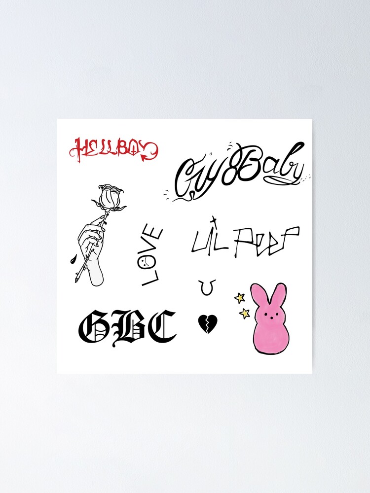 Lil Peep Tattoo Pack Poster For Sale By Tumfei Redbubble