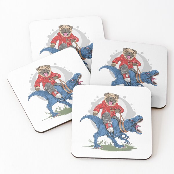 Item preview, Pug montando un T-Rex designed and sold by kalud-zoldyck.