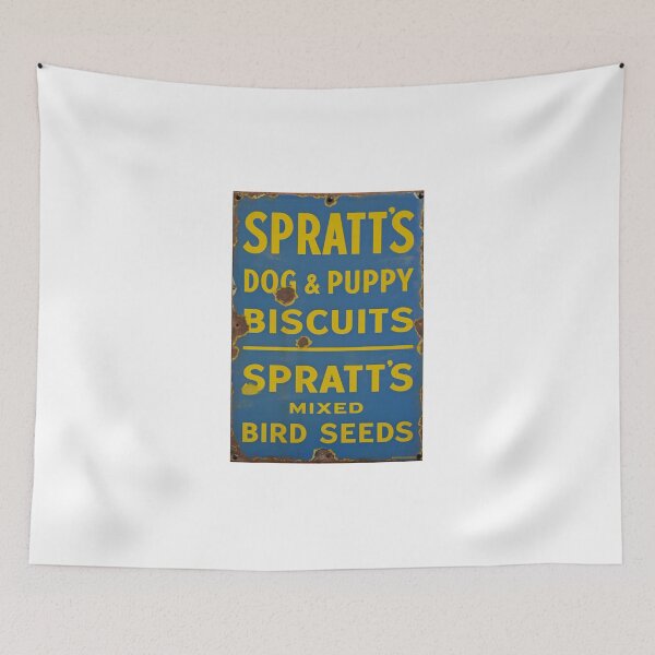 Item preview, Distressed & rusted Vintage enamel Spratts dog biscuits advert designed and sold by Random Railways.