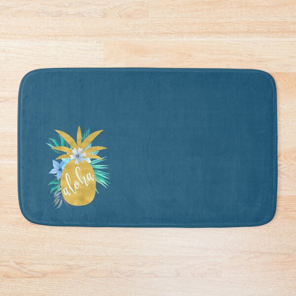Item preview, Tropical ALOHA gold glitter pineapple blue teal summer night in Hawaii designed and sold by ankka.