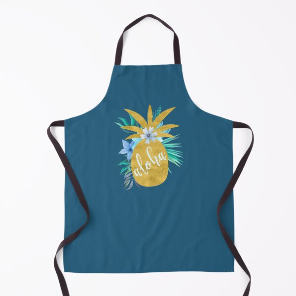 Item preview, Tropical ALOHA gold glitter pineapple blue teal summer night in Hawaii designed and sold by ankka.