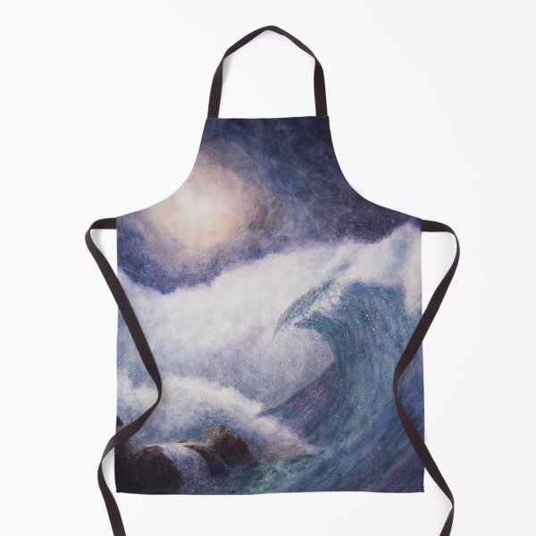 Item preview, Large ocean wave breaking, with full moon behind dark clouds. Watercolour painting by Einar Aasen designed and sold by Einar Aasen.