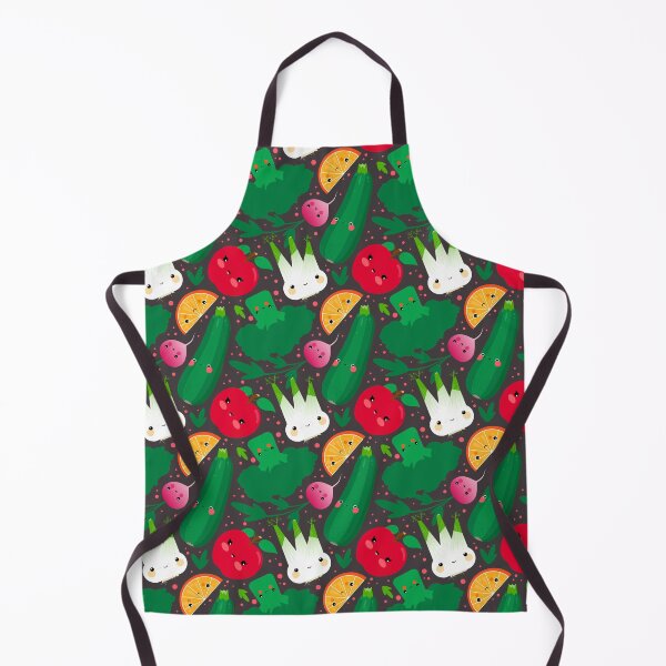Item preview, Kawaii Illustration Pattern with Vegetables and Fruits like Zucchini, Apple, Orange and Fennel designed and sold by Pia Kolle.