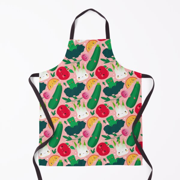 Item preview, Kawaii Illustration Pattern with Vegetables and Fruits like Zucchini, Apple, Orange and Fennel  designed and sold by Pia Kolle.