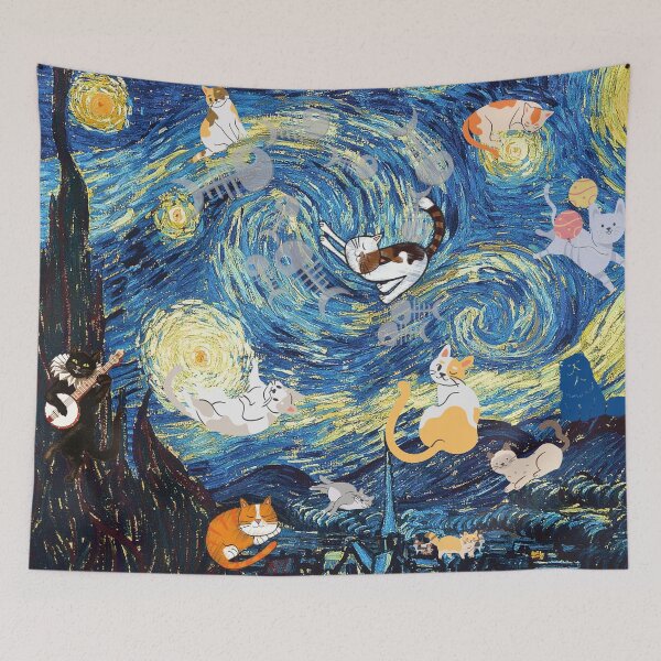 Item preview, cats in the sky with starry night designed and sold by SpicyCherrys.
