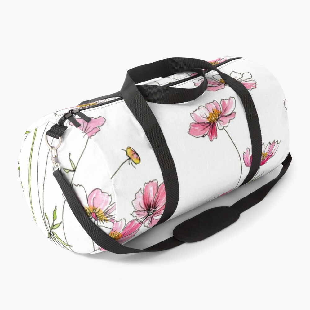 Pink Cosmos Flowers Duffle Bag