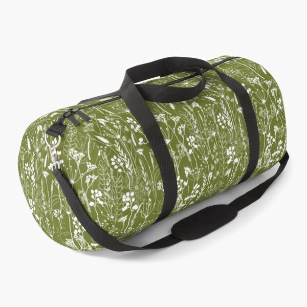 Item preview, White herbal silhouette seamless pattern on olive green. Wild herbs. Wild life designed and sold by Yulia Chepurova.