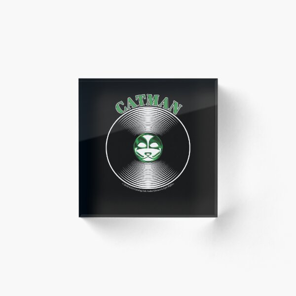Green Catman Artwork in Center of Vinyl Record - Kiss Acrylic Block
