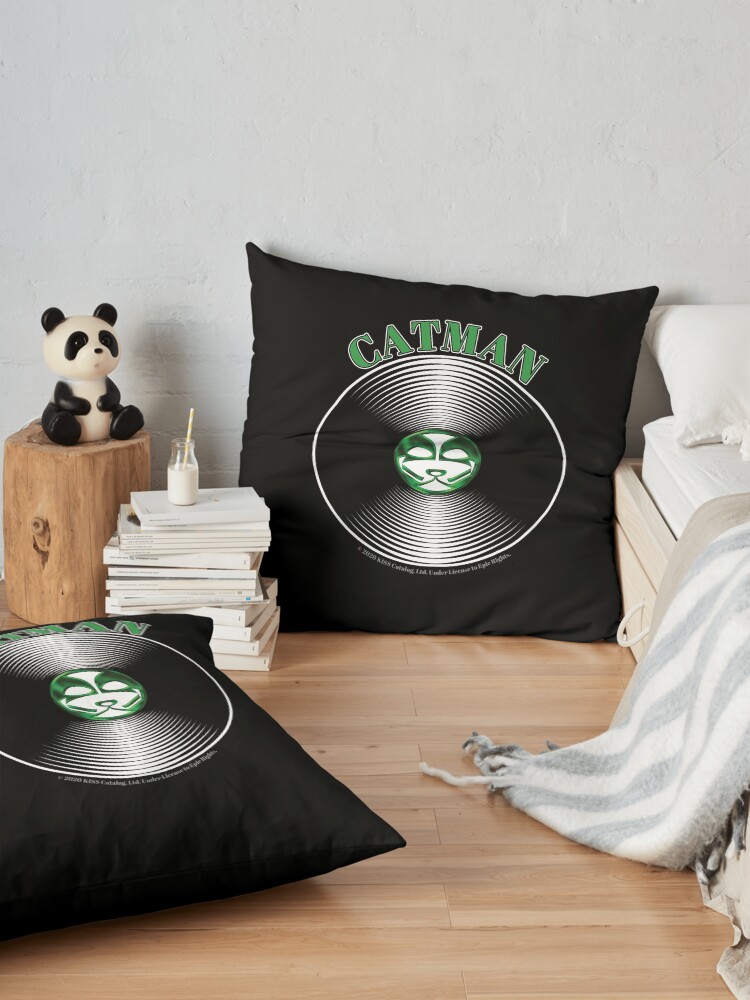 Alternate view of Green Catman Artwork in Center of Vinyl Record - Kiss Floor Pillow