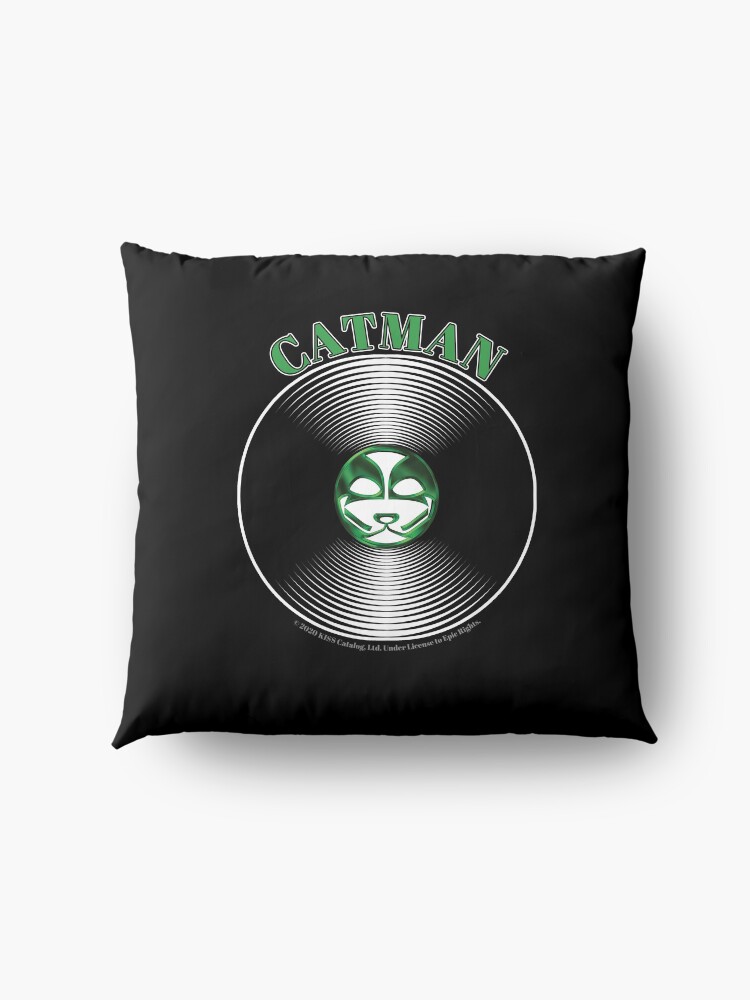 Alternate view of Green Catman Artwork in Center of Vinyl Record - Kiss Floor Pillow