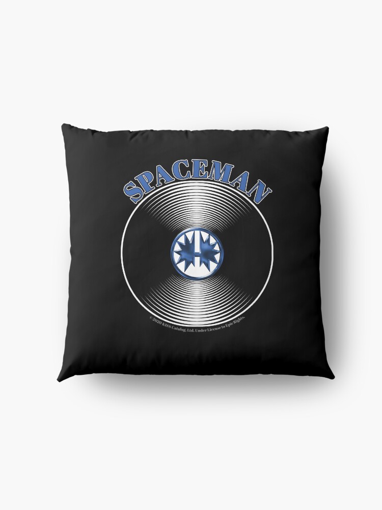 Alternate view of Blue Spaceman Artwork in Center of Vinyl Record - Kiss Floor Pillow