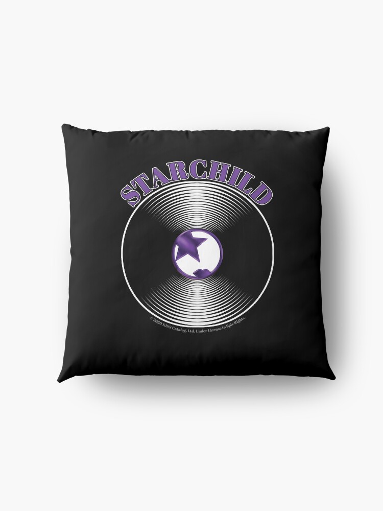 Alternate view of Purple Starchild Artwork in Center of Vinyl Record - Kiss Floor Pillow