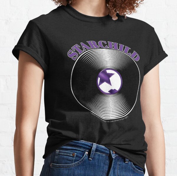 Purple Starchild Artwork in Center of Vinyl Record - Kiss Classic T-Shirt